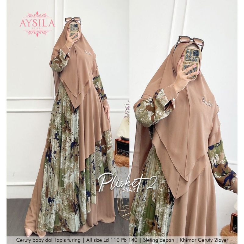 PLISKET # 2 SYARI/GAMIS SYARI JUMBO LD 120 PESTA PARTY DRESS PREMIUM CERUTY BABYDOLL MUSLIM MODERN M