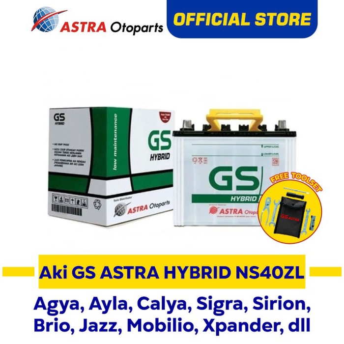 Kelistrikan Aki Mobil Gs Astra Hybrid Ns40Zl Agya Ayla Calya Sigra Brio Xpander