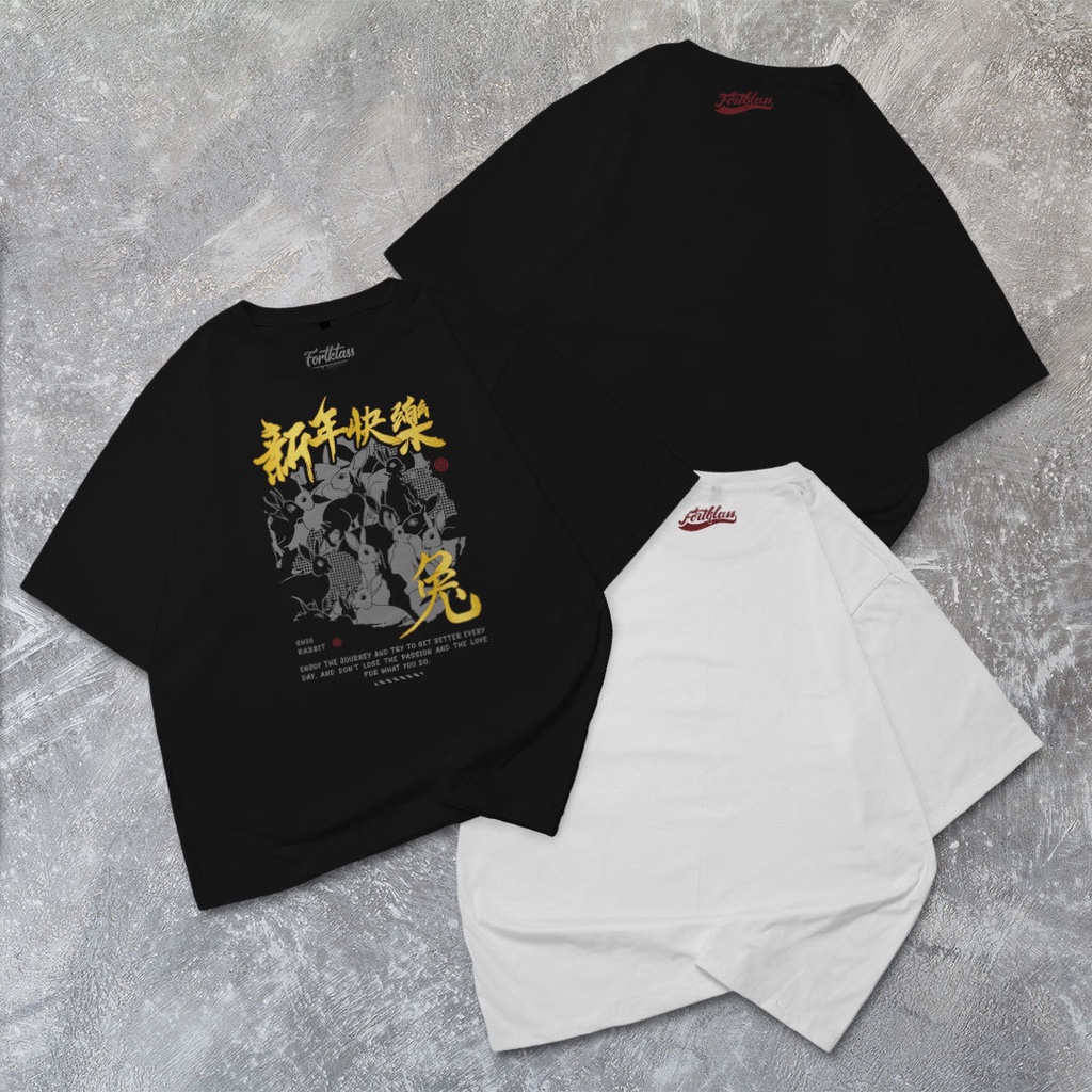 Hipnop Kaos Oversize KELINCI T-Shirt Cowok Premium Kaos Imlek