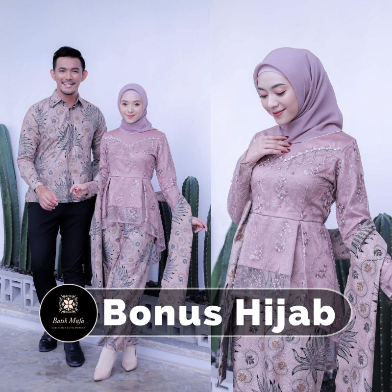 Kebaya batik couple KALENA Rose (GRATIS JILBAB) KEBAYA MODERN , Kebaya baju wisuda kebaya lamaran baju tunangan