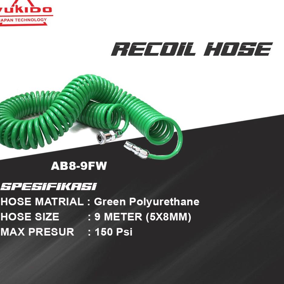 PAKET slang recoil hose kompresor selang 9 meter +inflator + air chuk & air duster bisa   M52T