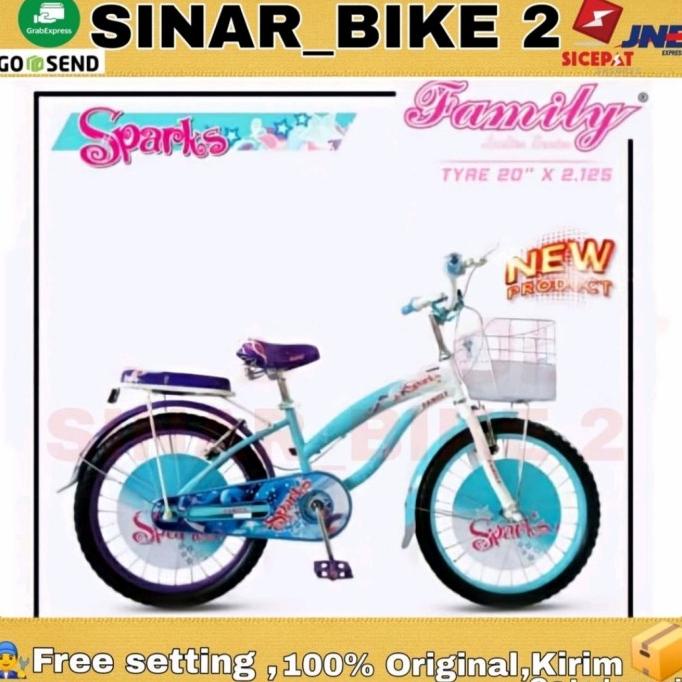 Sepeda Anak Perempuan Remaja Family Sparks Keranjang 20 Inch #Original