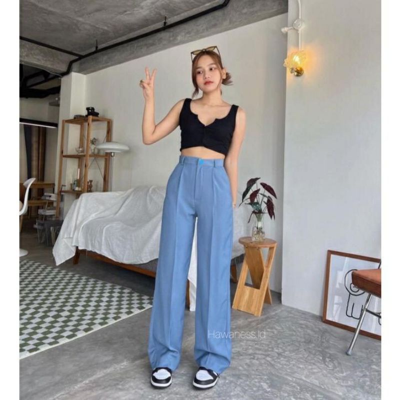 CELANA KULOT HIGHWAIST LOOSE PANTS WANITA / CELANA YORA PANTS WARNA