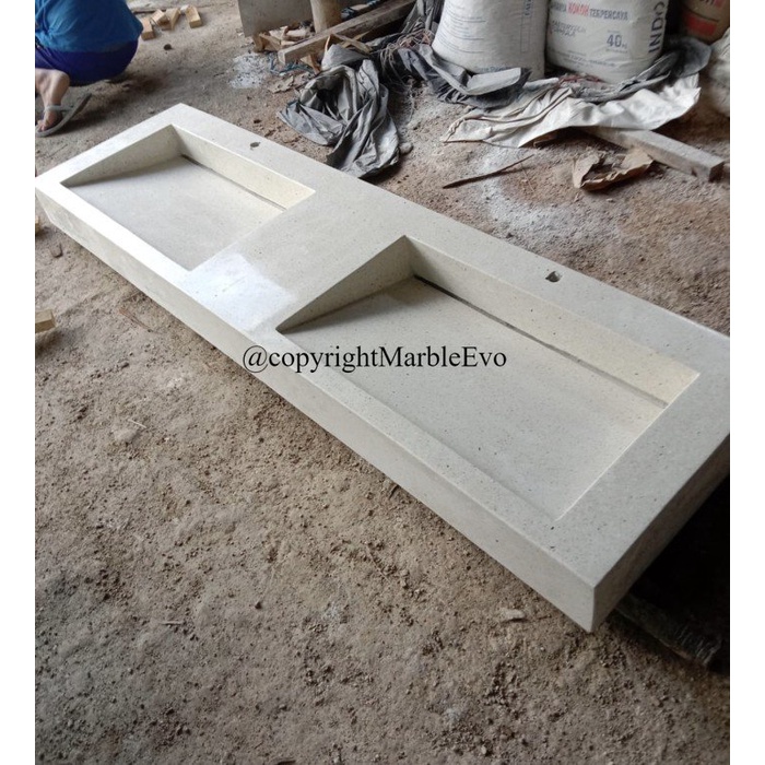 Wastafel terazzo tempat cuci tangan double / tempat cuci tangan hotel / tempat cuci tangan coffe