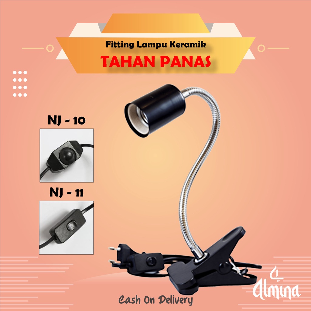 NOMOYPET FITTING LAMPU KURA REPTIL UVA UVB TAHAN PANAS LAMPU KERAMIC PANJANG REPTILE TORTO