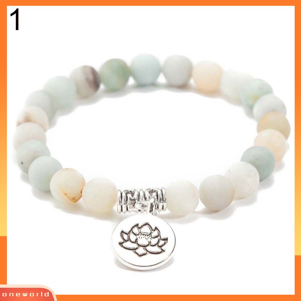 [WONE] Unisex Lotus Yoga Pola Liontin Manik-Manik Gelang Pesona Bangle Perhiasan Hadiah