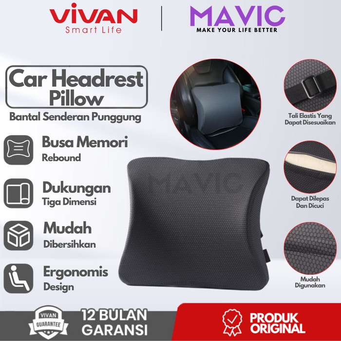 Vivan Vcp02 Bantal Mobil Senderan Punggung Memory Foam Car Headrest