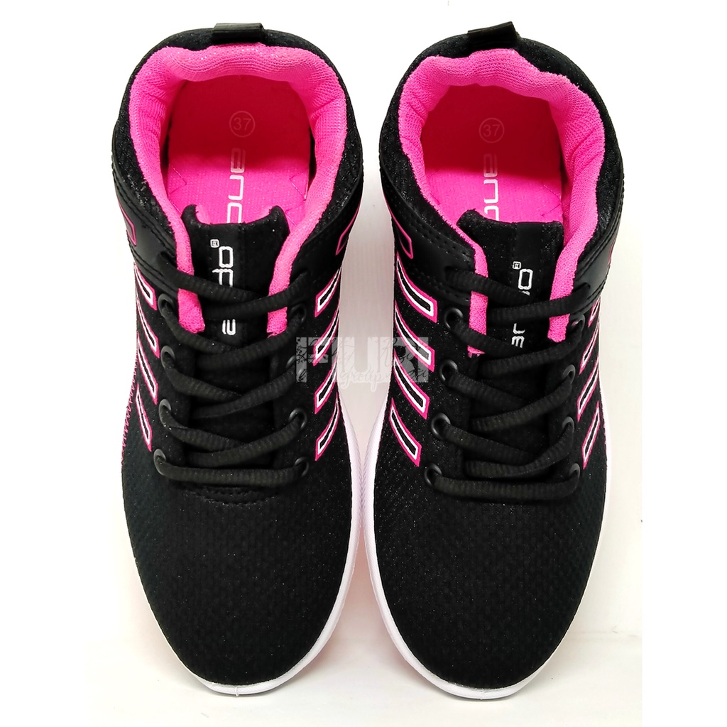 FIURI - ANDO - DYNA 37-40 HITAM PINK - SEPATU SNEAKERS SPORT KANVAS SOL KARET ANAK PEREMPUAN - SEPATU KETS TRENDY WANITA - SEPATU OLAHRAGA LARI FITNES SENAM KERJA KULIAH  BERTALI CEWEK MURAH PROMO DISKON BONUS KAOS KAKI
