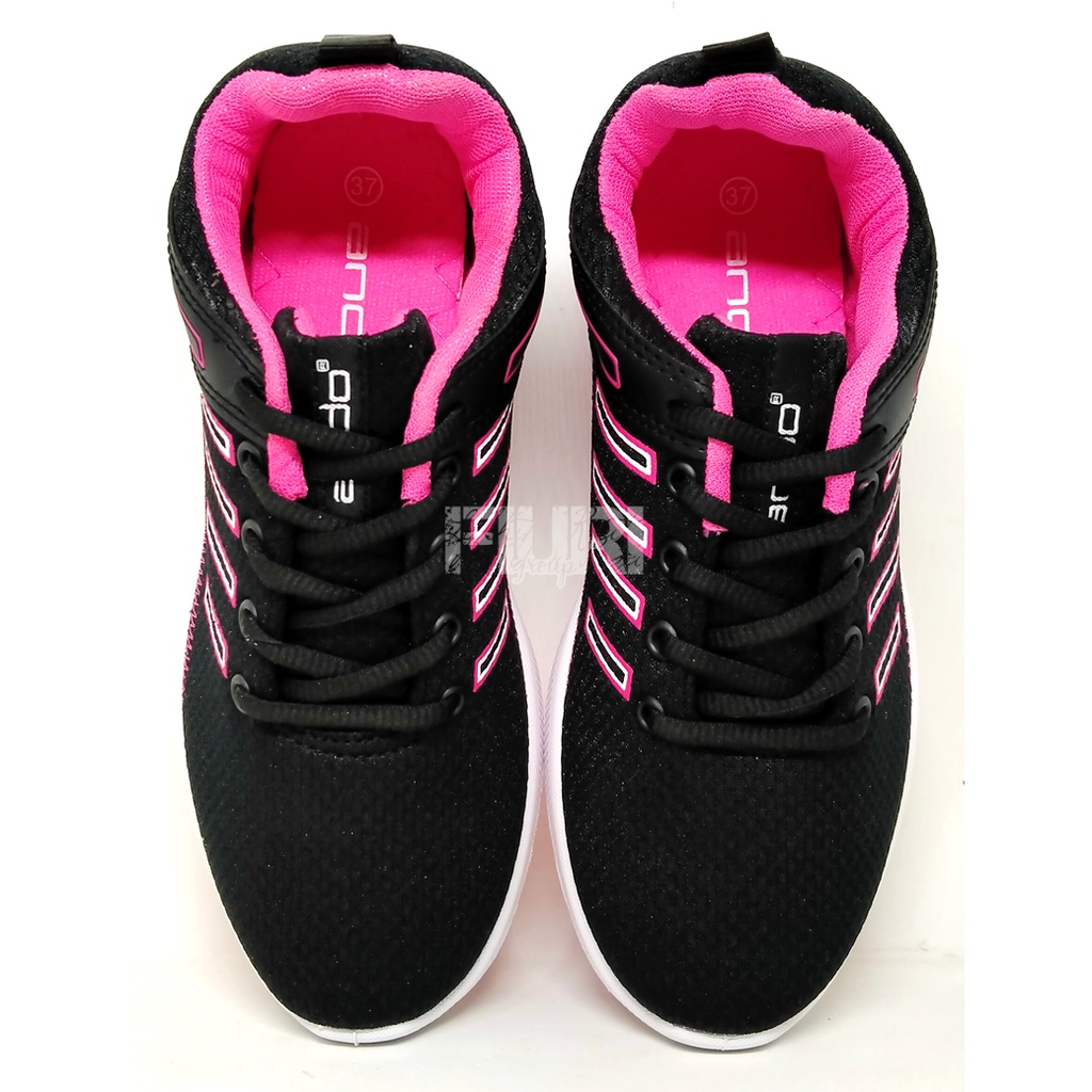 FIURI - ANDO - DYNA 37-40 HITAM PINK - SEPATU SNEAKERS SPORT KANVAS SOL KARET ANAK PEREMPUAN - SEPATU KETS TRENDY WANITA - SEPATU OLAHRAGA LARI FITNES SENAM KERJA KULIAH  BERTALI CEWEK MURAH PROMO DISKON BONUS KAOS KAKI