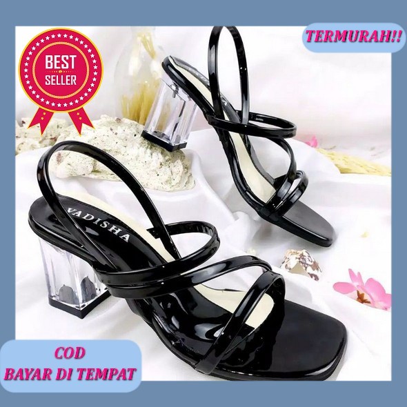 Sandal Heels Wanita 3Cm Hak Tahu Model Silang Dr03 Heels Wanita Kekinian Sandal Pesta Remaja Terbaru