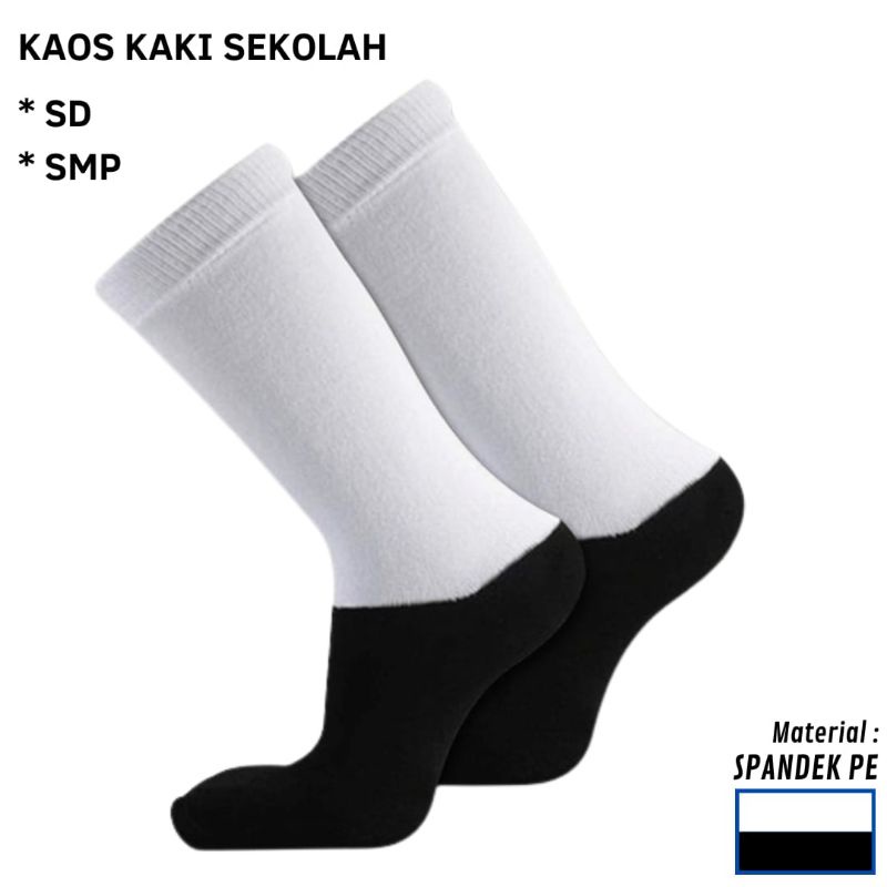 Kaos Kaki Sekolah Anak SD SMP Putih Hitam Kos Kaki Perempuan Laki Laki Back To School Murah Tebal