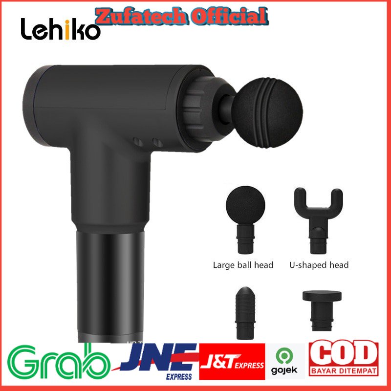 LEHIKO Alat Pijat Elektrik Pundak Punggung Tangan Massage Facial Gun Rechargeable - Black - 7RHR5MBK