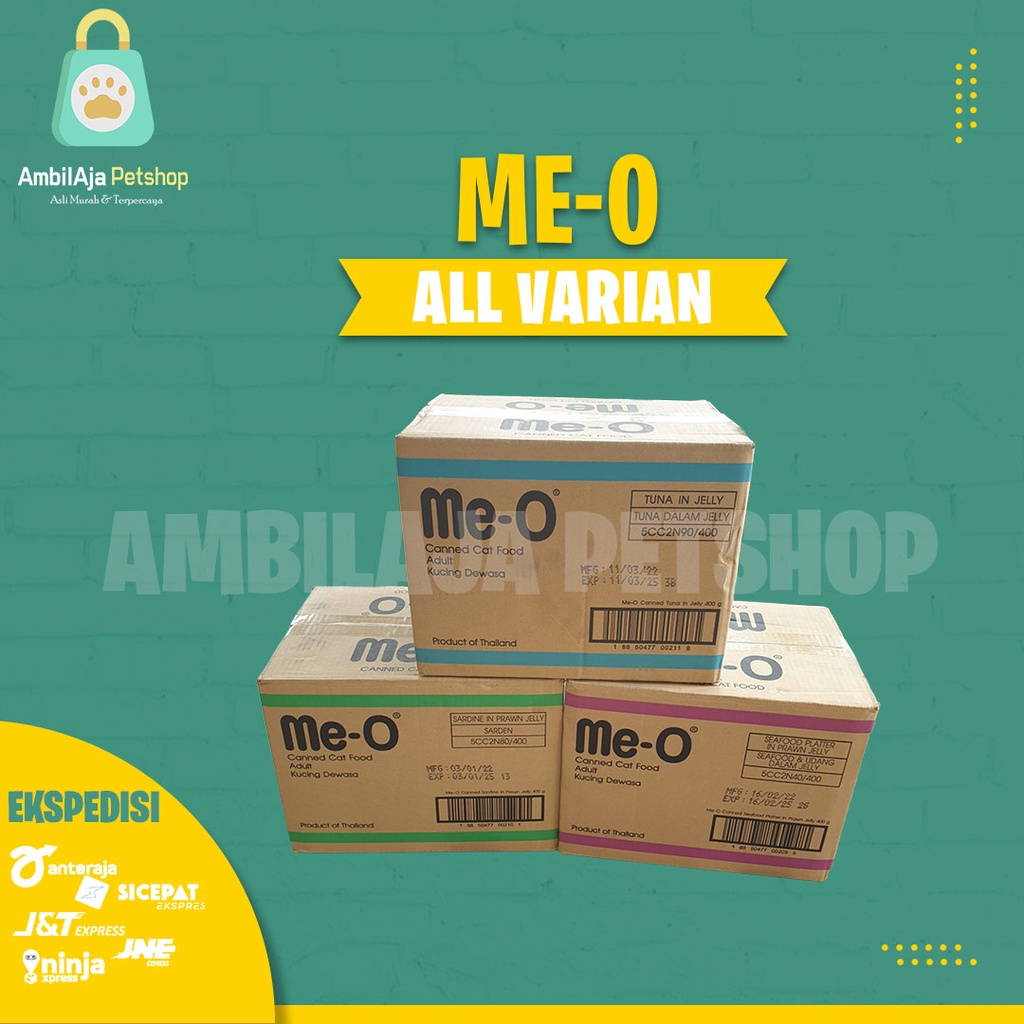 Meo Kaleng All Varian 400gr / Makanan Kucing Basah Me O / Wet Food dus isi 24 kaleng