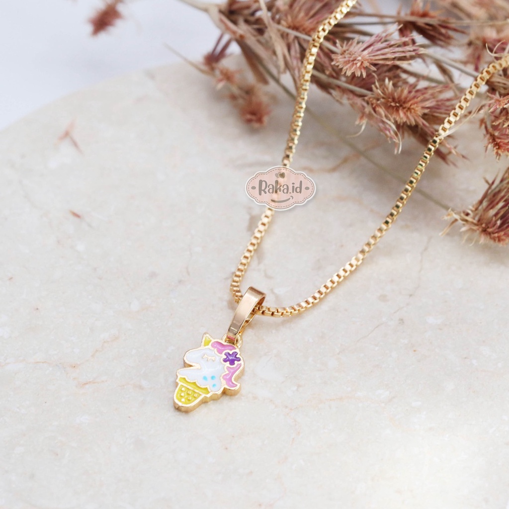 Kalung Anak Rantai Italy Bandul Unicorn Ice Cream Perhiasan Cantik Anak 1020