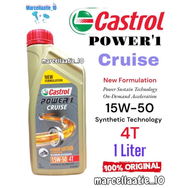 Jual OLI MESIN CASTROL POWER1 CRUISE 4T 1 LITER 15W-50 NEW FORMULATION ...