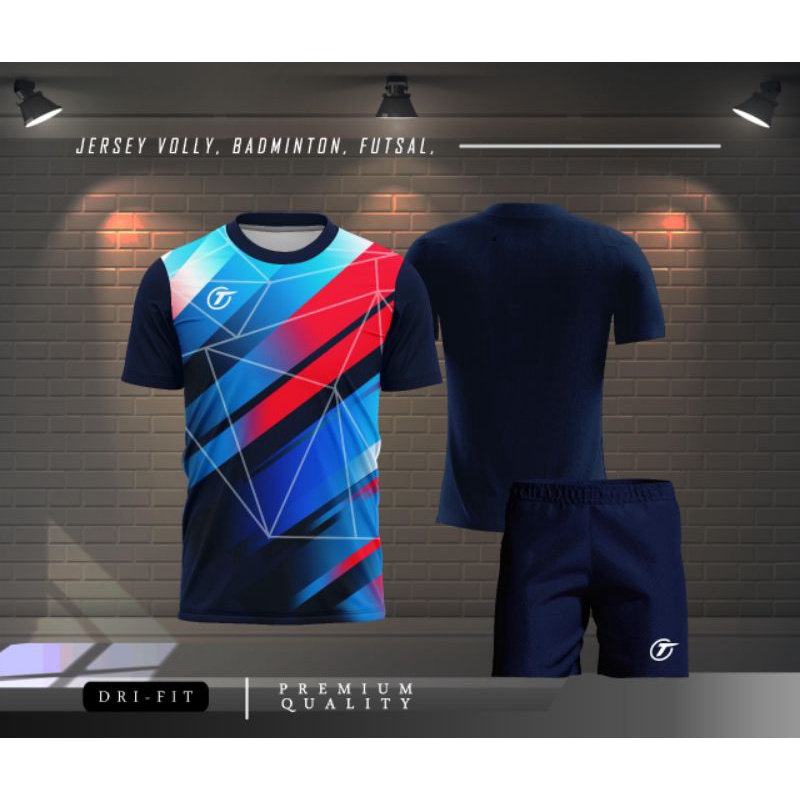 KAOS OLAHRAGA BADMINTON, VOLI, FUTSAL DAN BOLA KAKI,JERSEY OLAHRAGA SATU SET