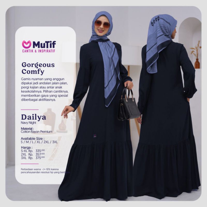 GAMIS MUTIF DAILYA JET BLACK BURGUNDY RED NAVY NIGHT GREEN OLIVE