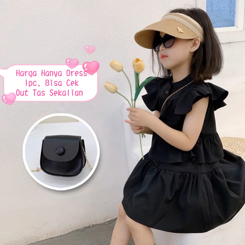 Dress Couple (Mini Dress) Mom/Anak Motif Hitam Polos (Harga Satuan)
