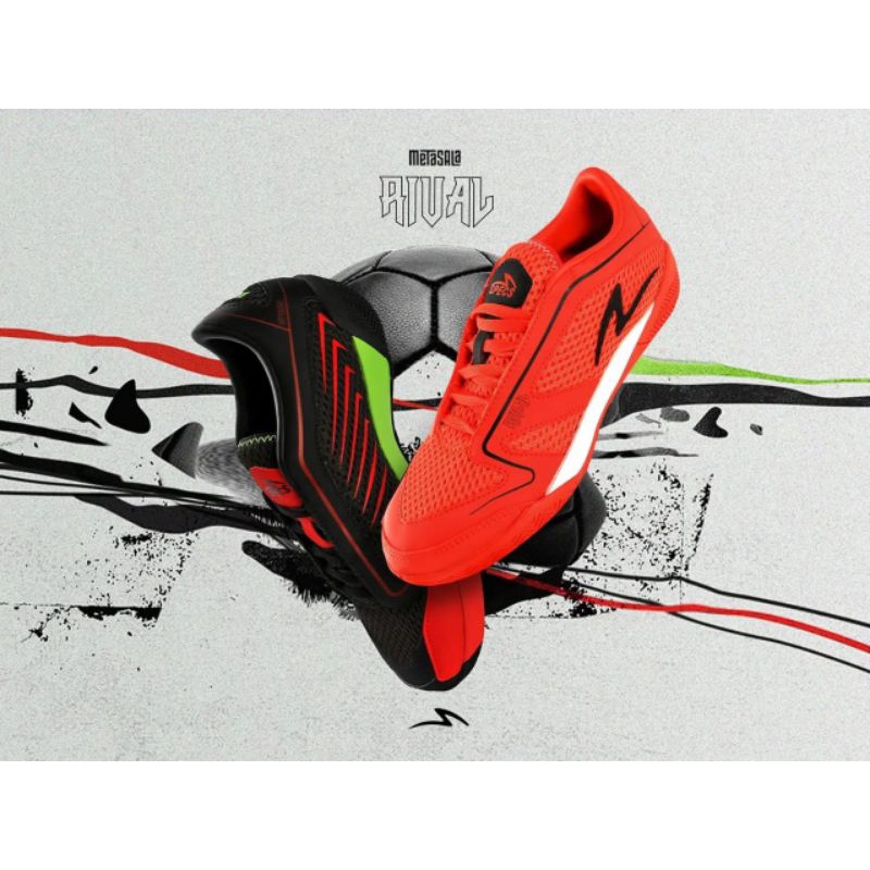 Sepatu futsa Specs METASALA RIVAL 3-BLACK/EMPEROR RED/GREEN GECKO
