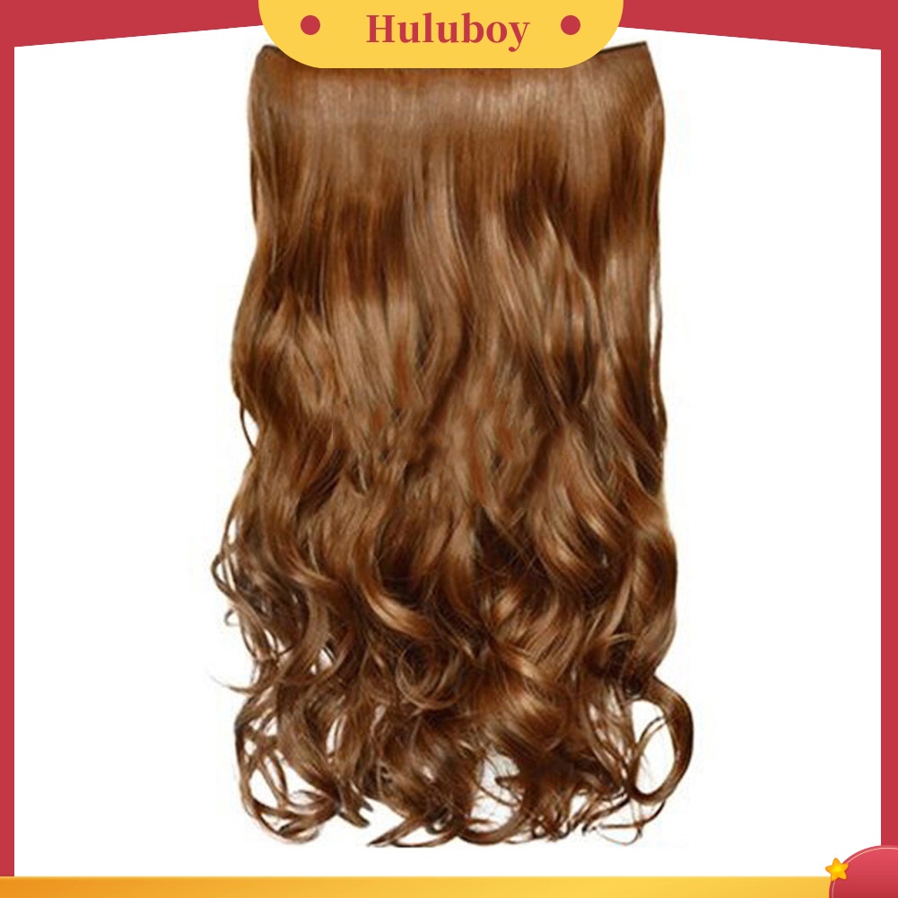 Wig Rambut Sintetis Model Panjang Keriting Gelombang Tahan Panas Dengan 5 Klip Untuk Wanita