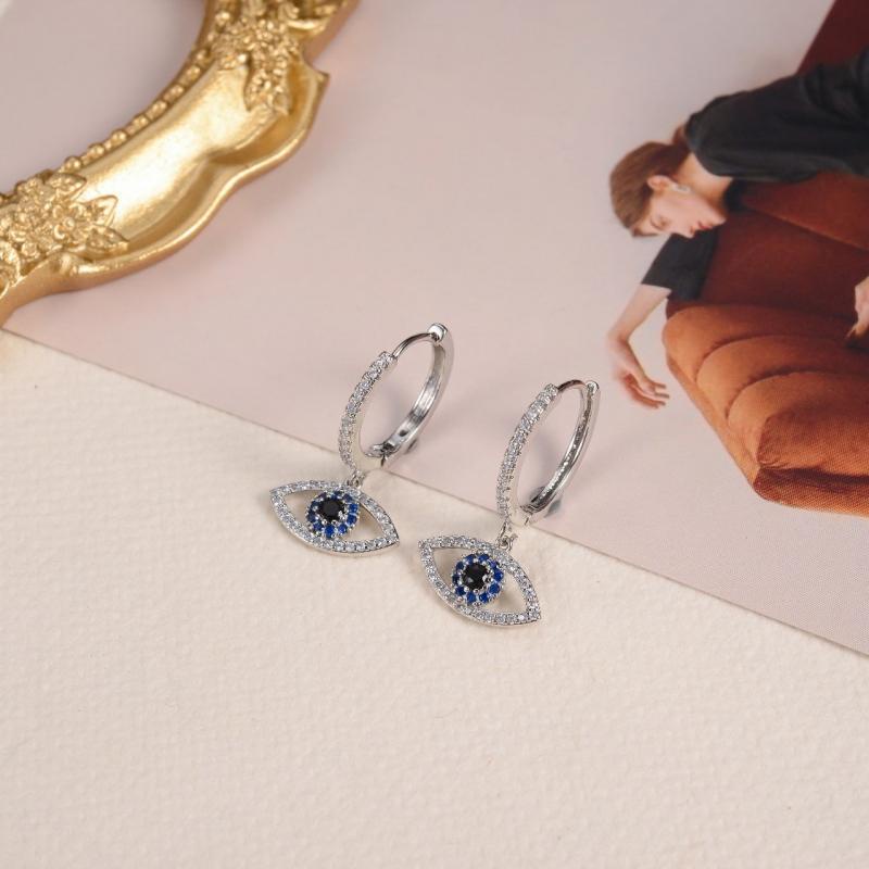 Elegan Mode Biru Mata Tetes Anting Wanita Mata Setan Anting Kubik Zirkonia Liontin Anting Prom Pesta Perhiasan Hadiah