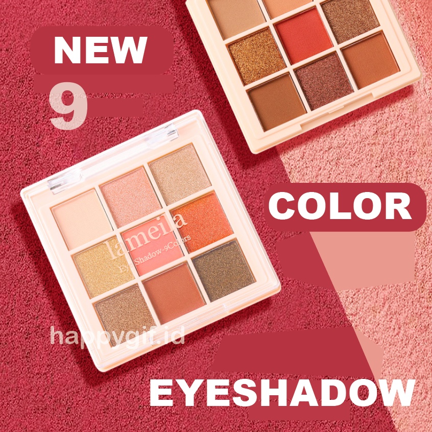 LAMEILA New Eyeshadow 9 Colors Pallete Waterproof Free Kuas LA209 5194