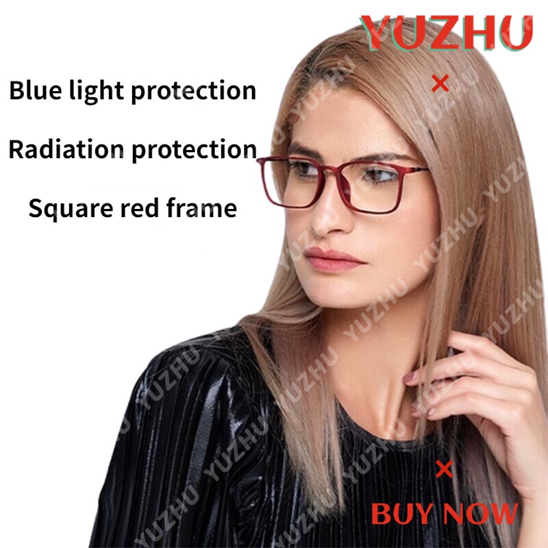 (YUZHU) Tr90 Ultra Ringan Ultra Tipis Bingkai Anti Cahaya Biru Kacamata Vintage Fashion Square Frame Eyeglasses