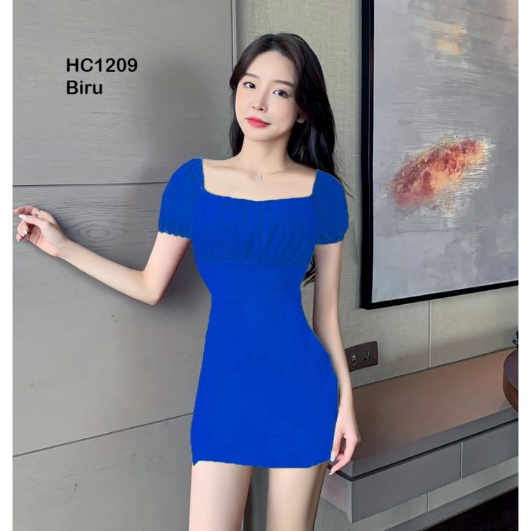 HC1209 Mini Dress Jersey Kulit Jeruk Pita Belakang No Cup Bra / Dress Pendek Jersey