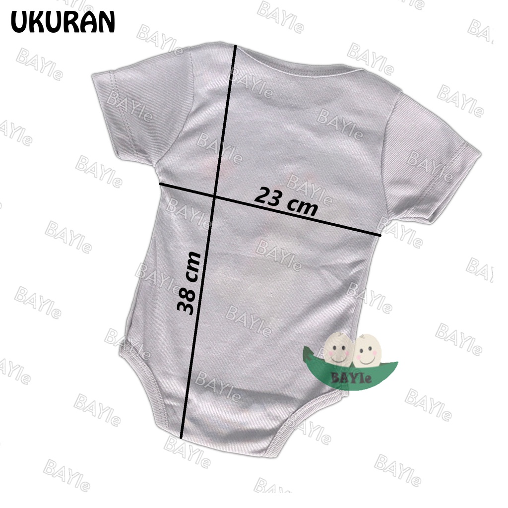 BAYIe - 6 PCS Baju Bayi model Jumper/Jumpsuit/Romper Segitiga Pendek SABLON Bahan RIB new born 0-3 Bulan