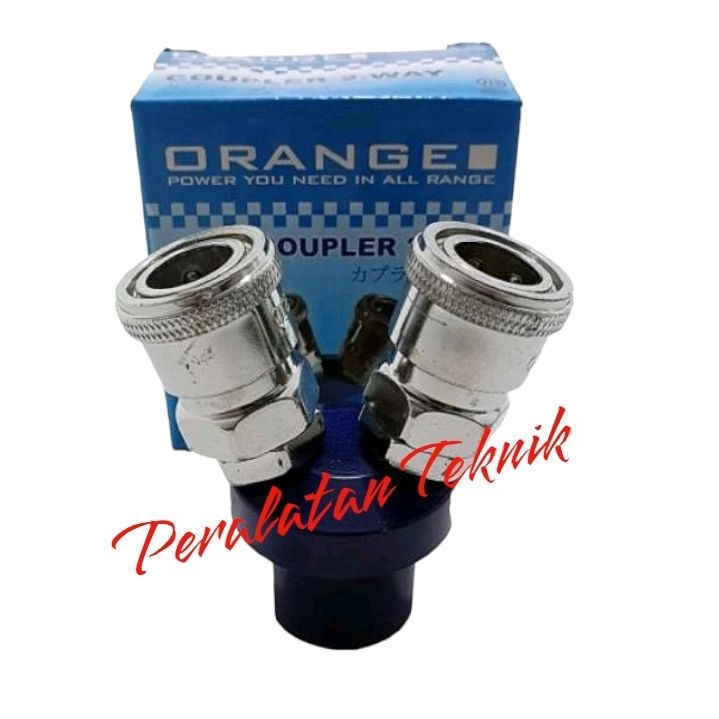 Orange sambungan selang kompressor cabang 2 - coupler kompresor cabang
