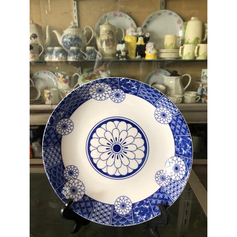 Mangkok Cantik Motif Bunga Biru Putih