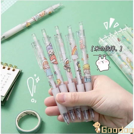 6Pcs/Set Pulpen Gel Mekanik 0.5mm / Ballpoint Mekanik / Enam pena netral kreativitas kartun lucu alat tulis sekolah dasar  -Doo