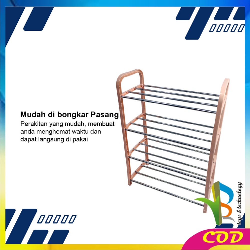 RB-C99 Rak Sepatu Susun 4 Tingkat Portabel Multifungsi Bongkar Pasang Motif Polos Warna / Tempat Penyimpanan Sandal Sepatu Organizer Rack Shoe Import