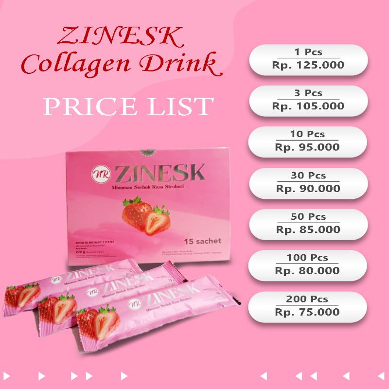 ZINESK COLLAGEN DRINK MINUMAN COLLAGEN PEMUTIH BADAN CEPAT