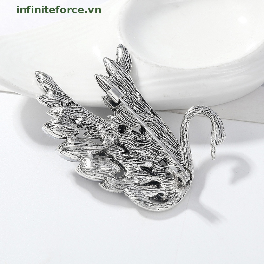 [INVN] Retro Fashion Zirkon Kristal Swan Bros Pin Elegan Perhiasan Wanita Elegan Hewan Pin Pesta Aksesoris Mantel Perhiasan [VN]