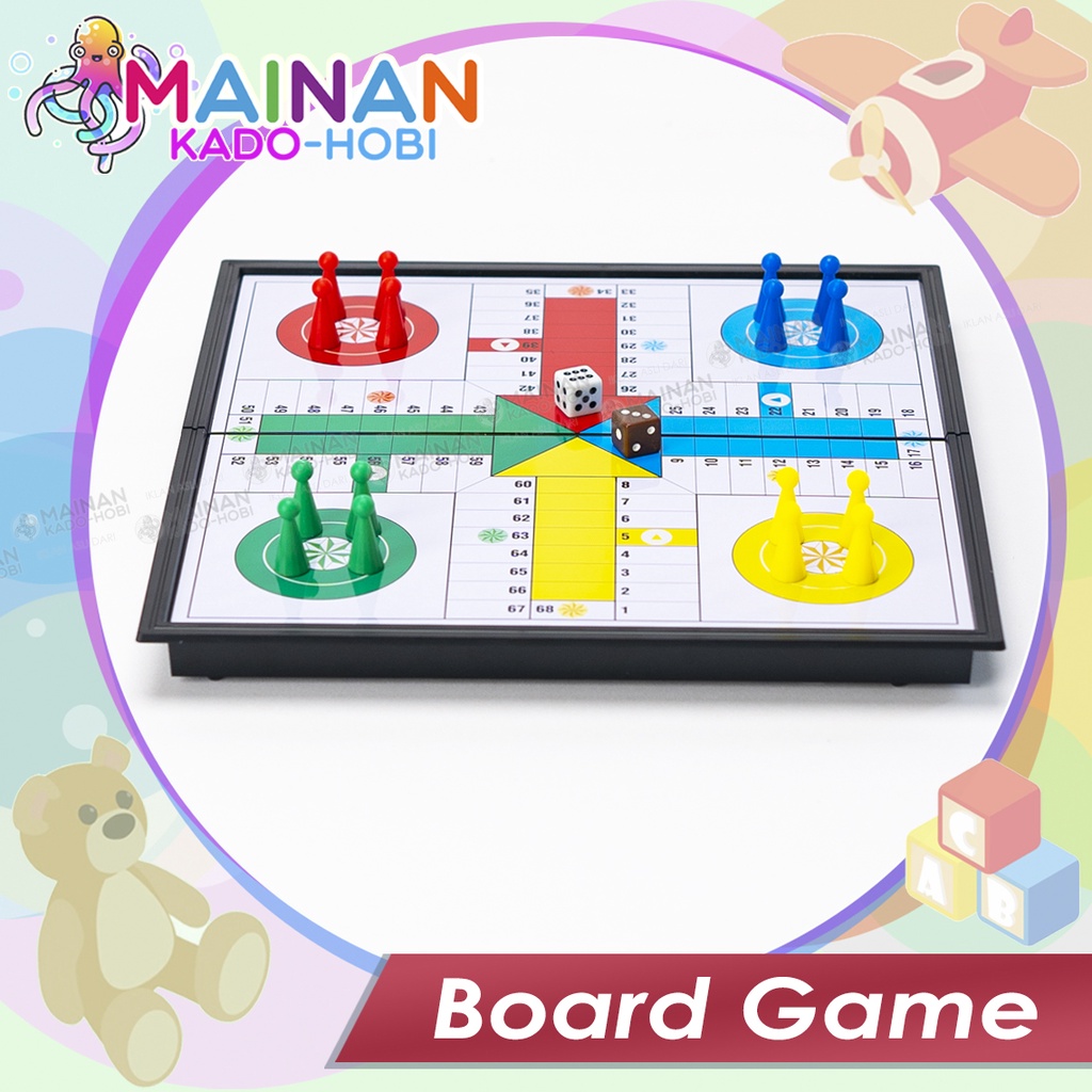 MAINAN ANAK EDUKASI CATUR LUDO ULAR TANGGA MAGNETIC FOLDING BOARD GAME TOYS