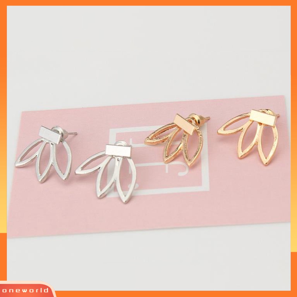 [WONE] Ear Studs Hollow Lotus Kreatif Wanita Elegan Anting Alloy Untuk Pacaran