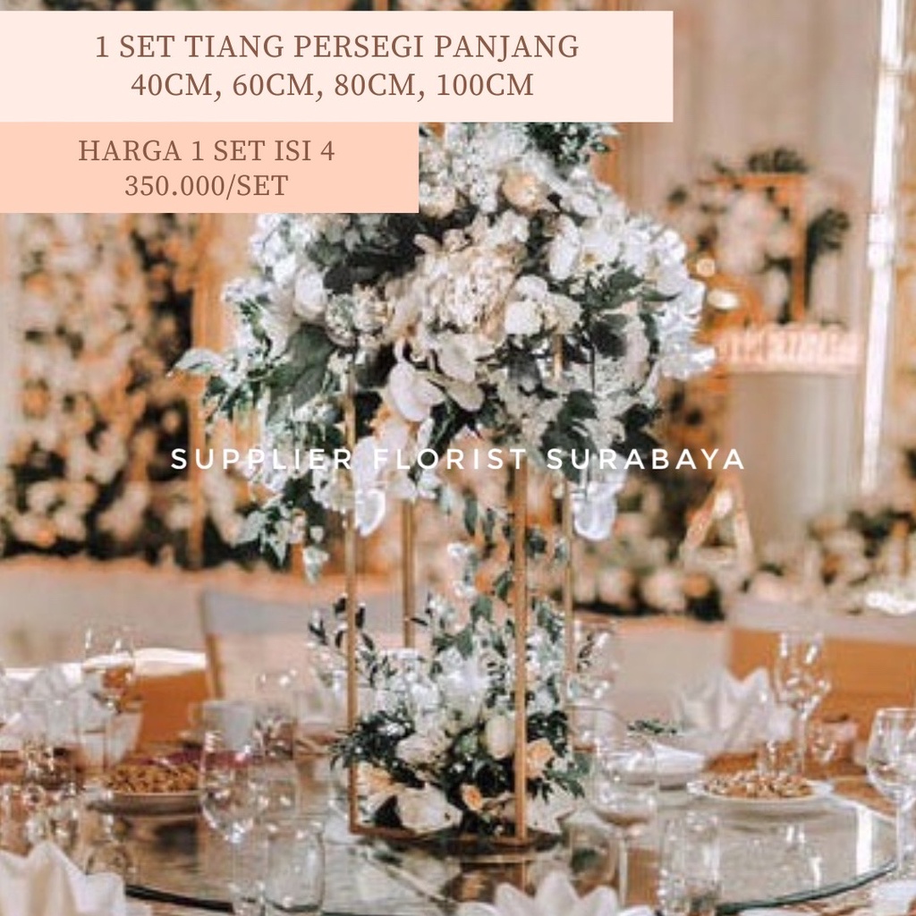 TIANG GOLD 1 SET ISI 4 ATAU 1 SET ISI 5 DEKORASI WEDDING CAGAK GOLD BACKDROP BUNGA TIANG BUNGA