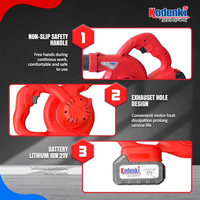 Cordless Blower Kodenki Mesin Blower Tangan Baterai Alat Tiup Angin Bulu Binatang Kucing Anjing Sedot Debu Vacuum Cleaner Batre