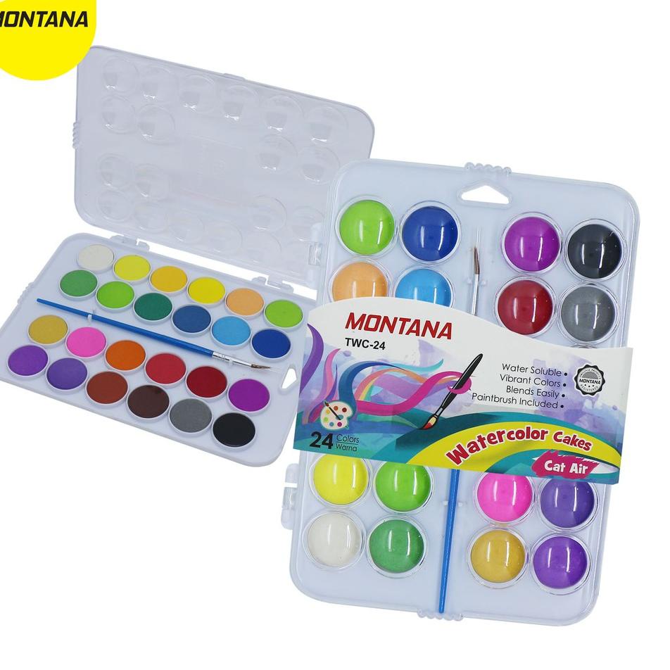 

░☺░ Montana WaterColor 24 Warna / Cat Air Montana TWC-24 / WaterColor Cake