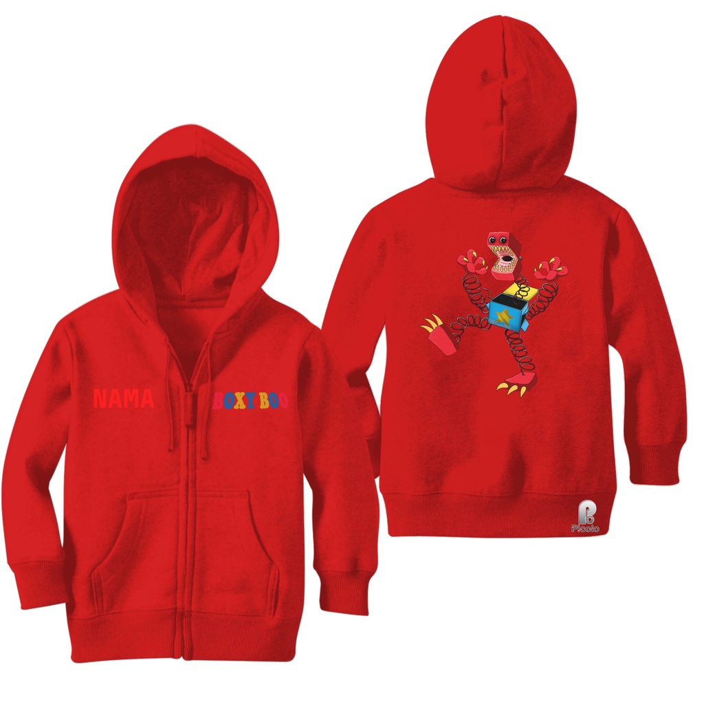 SWEATER HOODIE ZIPPER ANAK MOTIF BOXY BOO UNISEX (FREE NAMA)