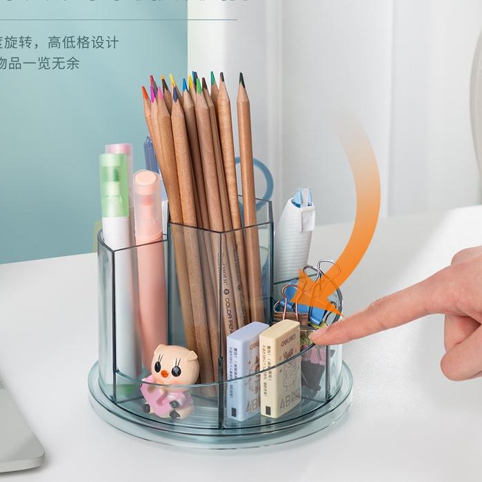 

Menarik Deli Pen Holder / Rak Tempat Pulpen Pensil 7 Sekat Dapat Di Putar 8943!