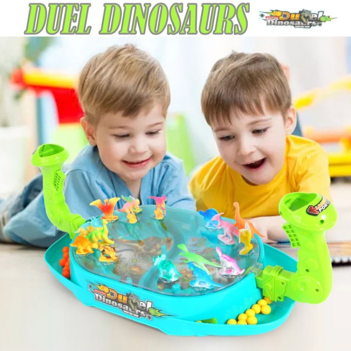 Mainan Dinosaurus Tembak Duel Dinosaur Ball Shooting Battle Board Game Set - Pretend Play