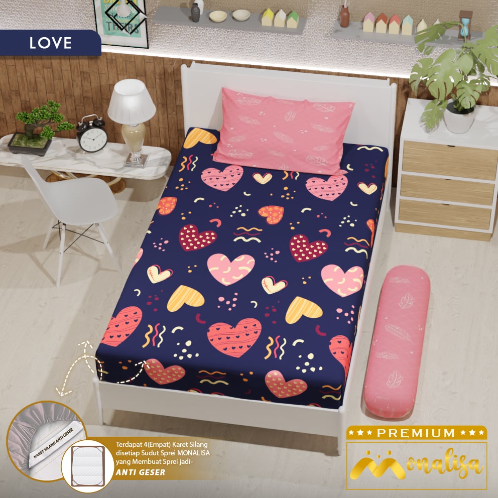 Monalisa Premium Sprei Uk 90/100/120 - Love