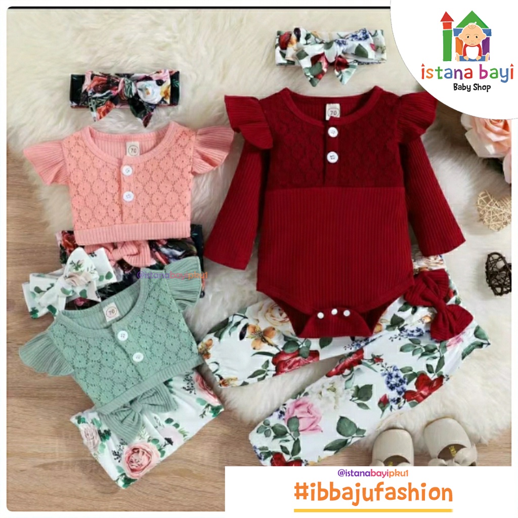 Catell love Fashion - Catell Love Setelan Anak Import Jumper+Bandana 221720/ Setelan Jumper Anak
