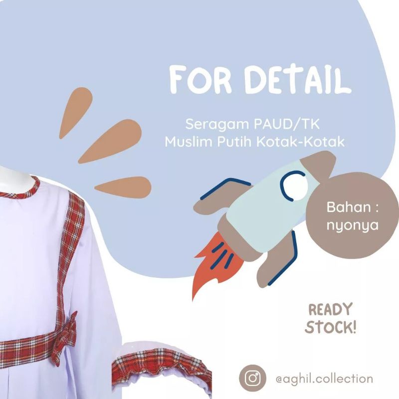 TERLARIS SERAGAM TK/PAUD MUSLIM PUTIH BAJU TK/PAUD MUSLIM PUTIH KOMBINASI MERAH