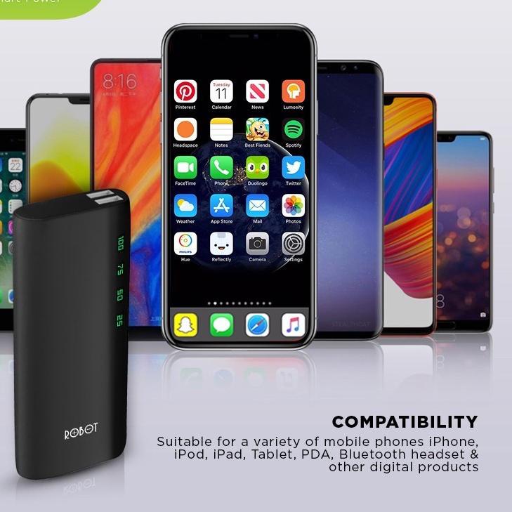 Hot Sale POWERBANK ROBOT ( RT21 20000mah )  RT100Q  RT130  RT170  RT180 10000mah DUAL INPUT PLUS DUA