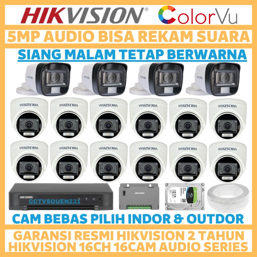 PAKET CCTV HIKVISION 5MP COLORVU 16 CHANNEL 16 CAMERA TURBO HD COLORFULL KAMERA CCTV