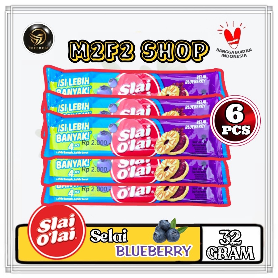 

Biskuit Slai Olai Blueberry | Selai Blueberi - 32 gr (Kemasan 6 Sachet)