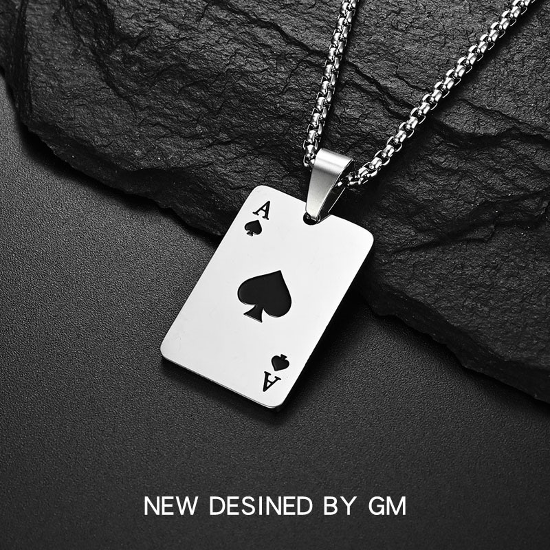 Woman fashion retro hip-hop poker spades A pendant Kalung Pecinta Pasangan Hadiah Hari Valentine